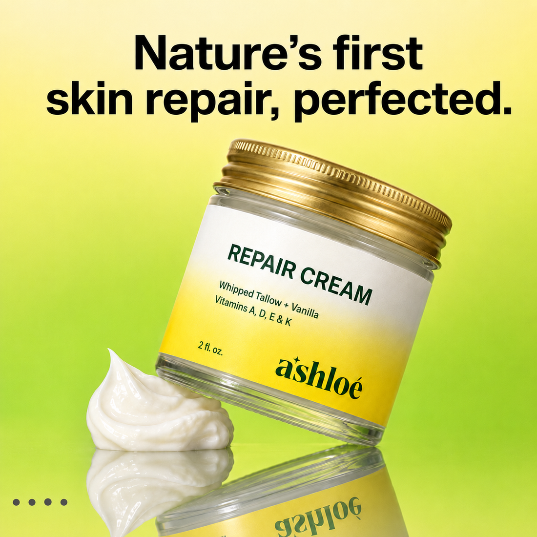 Ashloé Tallow Deep Repair Cream, tilted jar with whipped texture